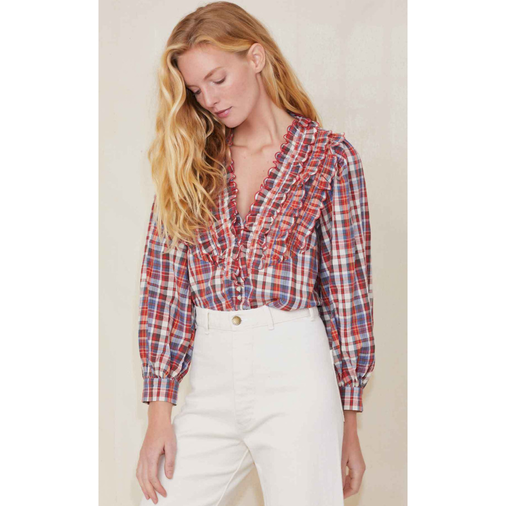 The Great Tuxedo Button Up Blouse in Farmhouse Plaid Womens 1 / Small